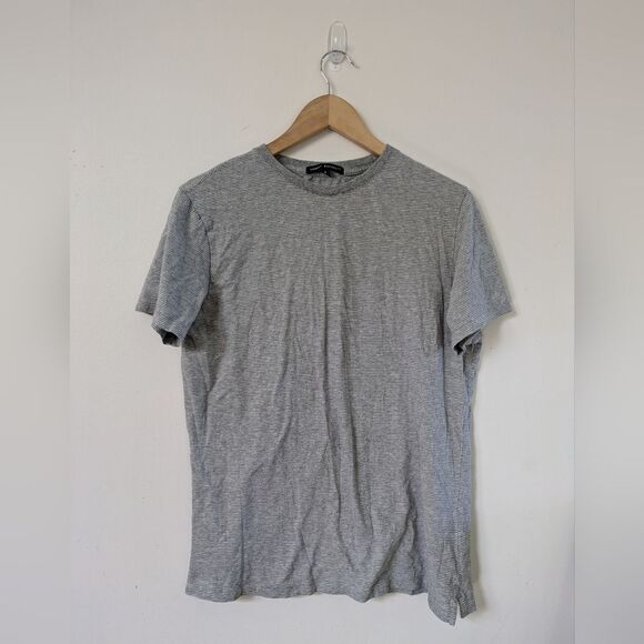 Robert Barakett Weston SS short sleeve cotton tshirt grey white stripe S Small - Picture 1 of 7